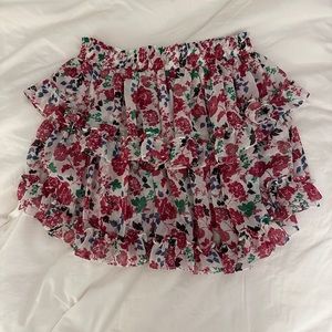 Misa Los Angeles Floral Mini Skirt - Red, Green, Blue